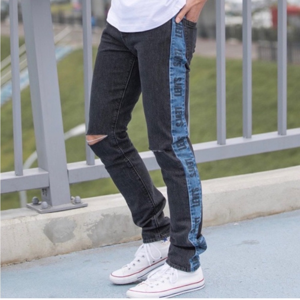 Levi's Black and Blue Slim Straight Jeans